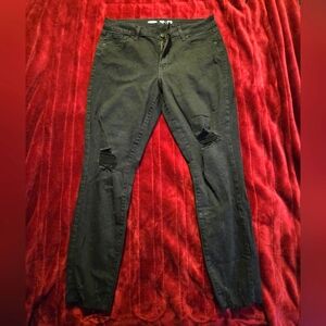 Black Distressed Skinny Jeans By Old Navy - Size 12